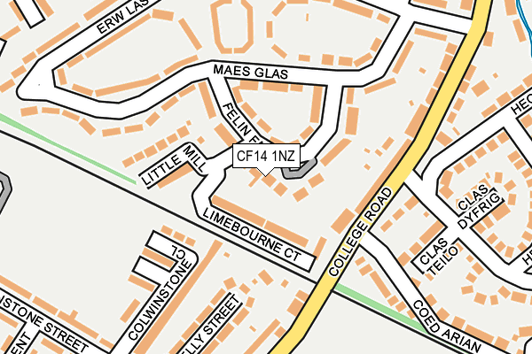 CF14 1NZ map - OS OpenMap – Local (Ordnance Survey)