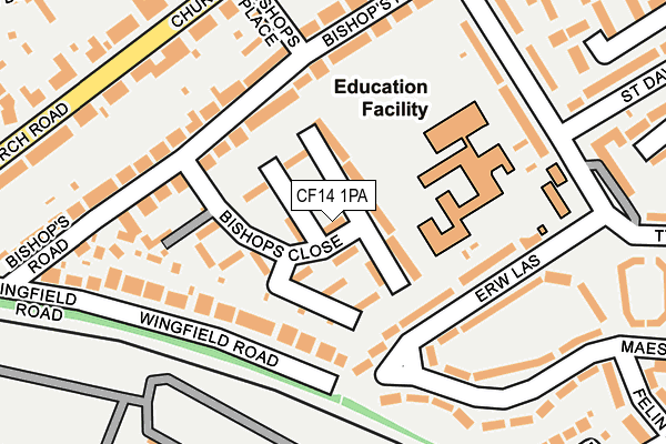 CF14 1PA map - OS OpenMap – Local (Ordnance Survey)