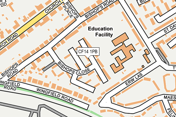 CF14 1PB map - OS OpenMap – Local (Ordnance Survey)