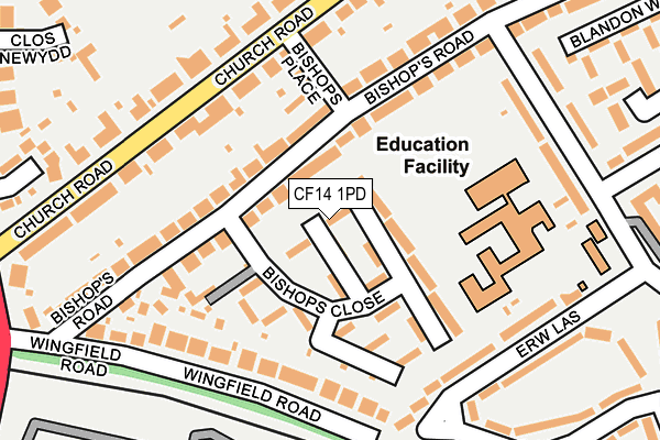 CF14 1PD map - OS OpenMap – Local (Ordnance Survey)