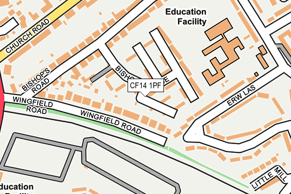 CF14 1PF map - OS OpenMap – Local (Ordnance Survey)