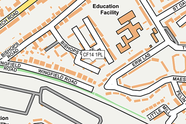 CF14 1PL map - OS OpenMap – Local (Ordnance Survey)