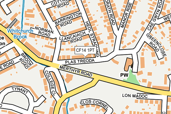 CF14 1PT map - OS OpenMap – Local (Ordnance Survey)