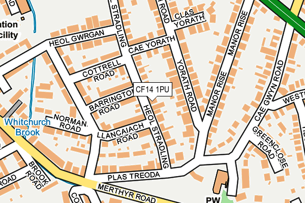 CF14 1PU map - OS OpenMap – Local (Ordnance Survey)