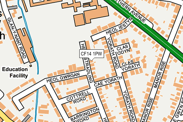 CF14 1PW map - OS OpenMap – Local (Ordnance Survey)