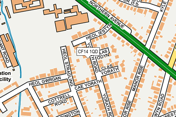 CF14 1QD map - OS OpenMap – Local (Ordnance Survey)