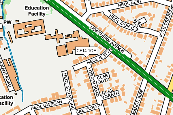 CF14 1QE map - OS OpenMap – Local (Ordnance Survey)