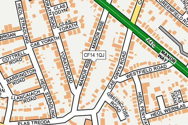 CF14 1QJ map - OS OpenMap – Local (Ordnance Survey)