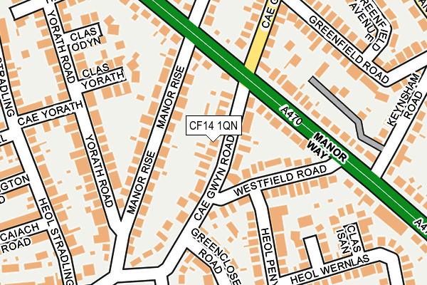 CF14 1QN map - OS OpenMap – Local (Ordnance Survey)