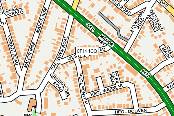 CF14 1QQ map - OS OpenMap – Local (Ordnance Survey)