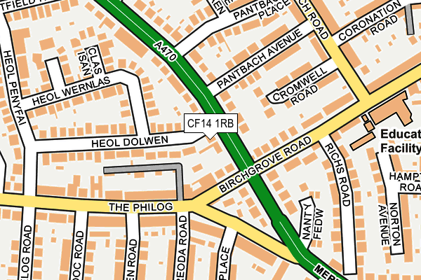 CF14 1RB map - OS OpenMap – Local (Ordnance Survey)