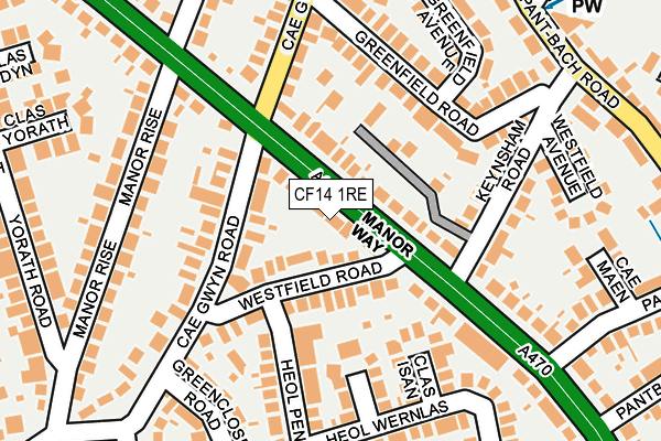 CF14 1RE map - OS OpenMap – Local (Ordnance Survey)