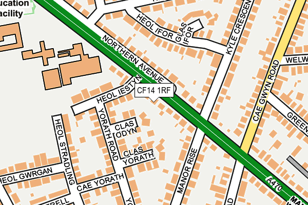 CF14 1RF map - OS OpenMap – Local (Ordnance Survey)