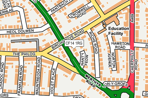 CF14 1RG map - OS OpenMap – Local (Ordnance Survey)