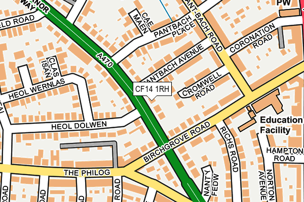 CF14 1RH map - OS OpenMap – Local (Ordnance Survey)