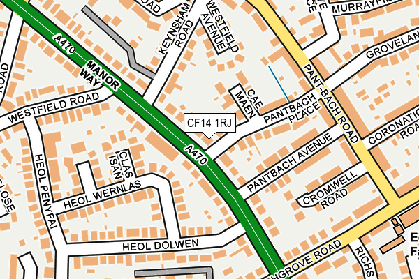 CF14 1RJ map - OS OpenMap – Local (Ordnance Survey)