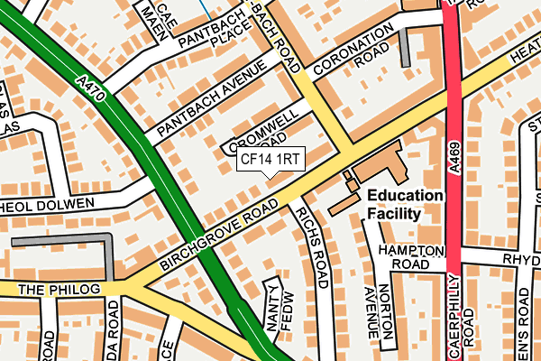 CF14 1RT map - OS OpenMap – Local (Ordnance Survey)