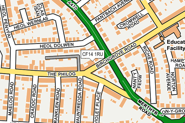 CF14 1RU map - OS OpenMap – Local (Ordnance Survey)