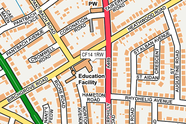 CF14 1RW map - OS OpenMap – Local (Ordnance Survey)