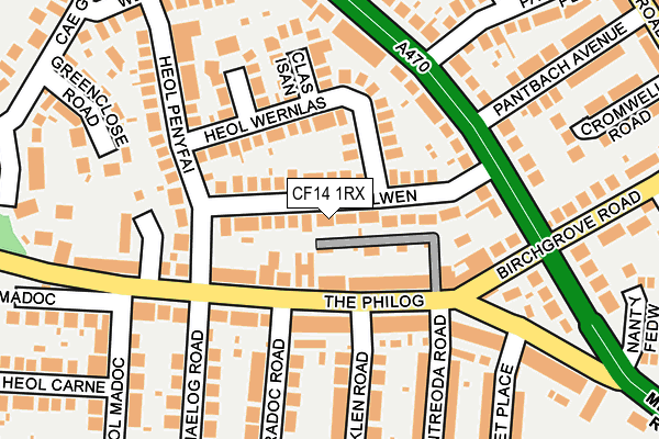 CF14 1RX map - OS OpenMap – Local (Ordnance Survey)