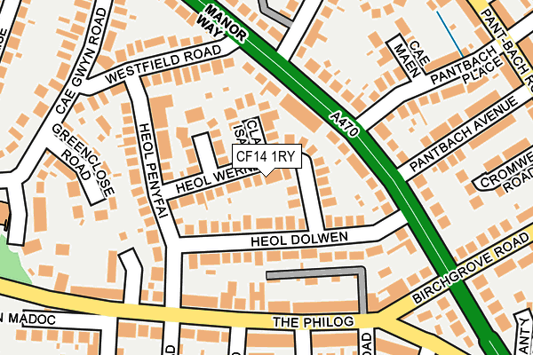 CF14 1RY map - OS OpenMap – Local (Ordnance Survey)