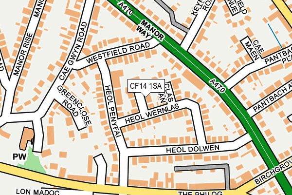 CF14 1SA map - OS OpenMap – Local (Ordnance Survey)