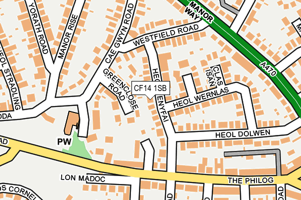 CF14 1SB map - OS OpenMap – Local (Ordnance Survey)