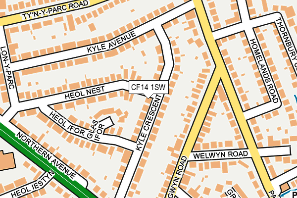 CF14 1SW map - OS OpenMap – Local (Ordnance Survey)