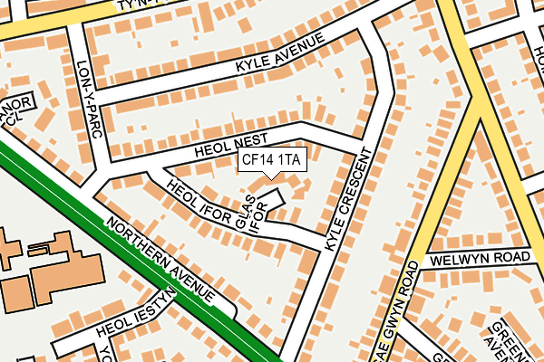 CF14 1TA map - OS OpenMap – Local (Ordnance Survey)