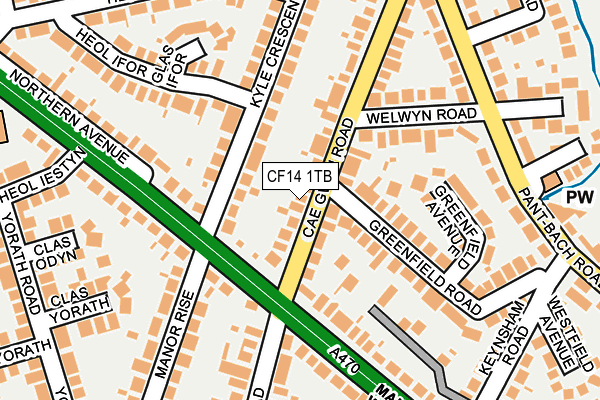 CF14 1TB map - OS OpenMap – Local (Ordnance Survey)