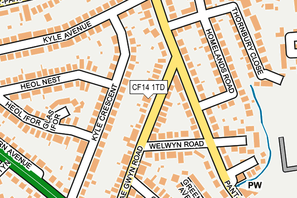 CF14 1TD map - OS OpenMap – Local (Ordnance Survey)