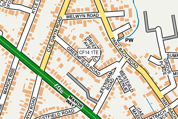 CF14 1TE map - OS OpenMap – Local (Ordnance Survey)