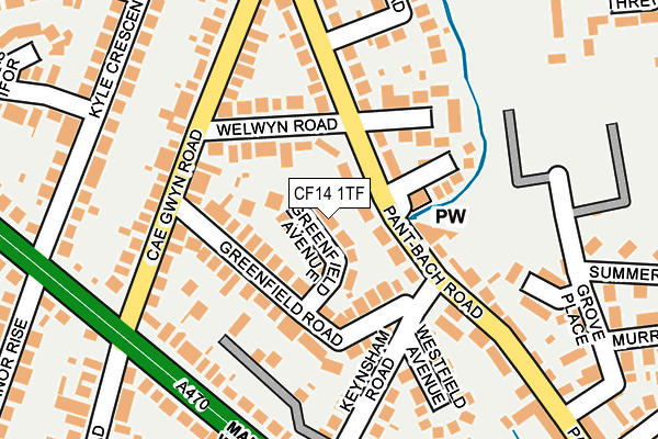 CF14 1TF map - OS OpenMap – Local (Ordnance Survey)