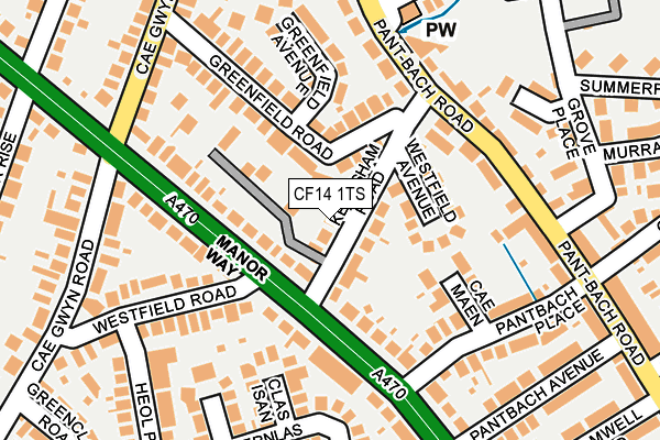 CF14 1TS map - OS OpenMap – Local (Ordnance Survey)