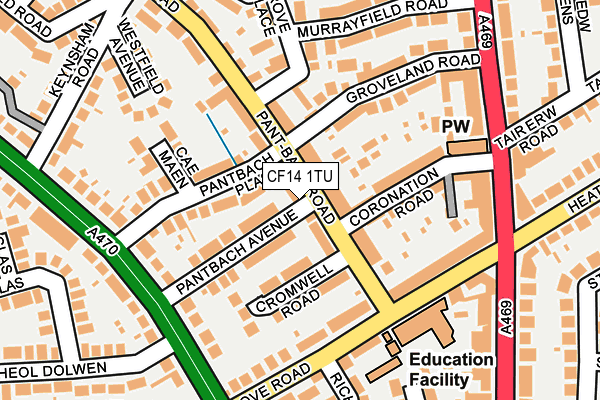 CF14 1TU map - OS OpenMap – Local (Ordnance Survey)