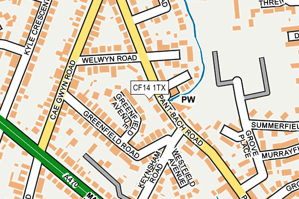 CF14 1TX map - OS OpenMap – Local (Ordnance Survey)