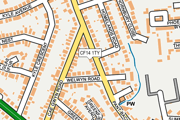 CF14 1TY map - OS OpenMap – Local (Ordnance Survey)