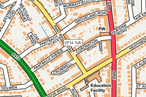 CF14 1UA map - OS OpenMap – Local (Ordnance Survey)