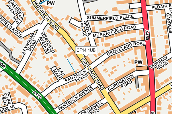 CF14 1UB map - OS OpenMap – Local (Ordnance Survey)