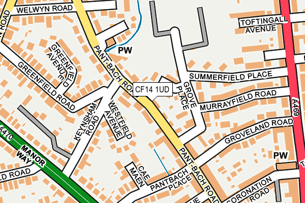 CF14 1UD map - OS OpenMap – Local (Ordnance Survey)