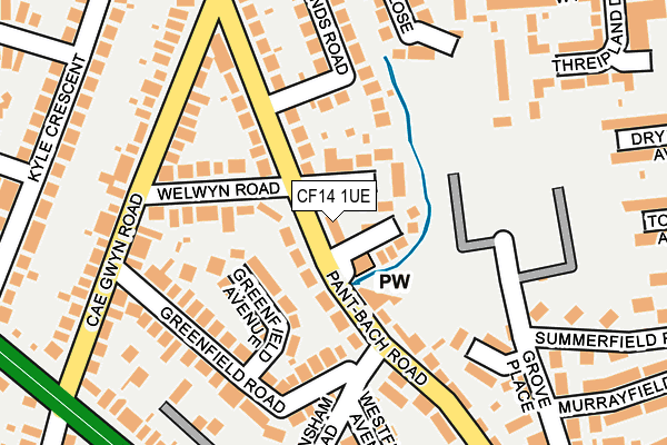 CF14 1UE map - OS OpenMap – Local (Ordnance Survey)