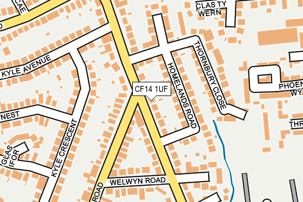 CF14 1UF map - OS OpenMap – Local (Ordnance Survey)