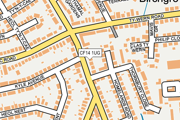 CF14 1UG map - OS OpenMap – Local (Ordnance Survey)