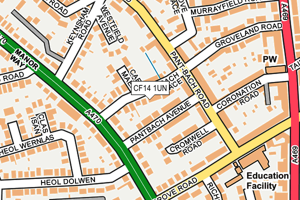 CF14 1UN map - OS OpenMap – Local (Ordnance Survey)