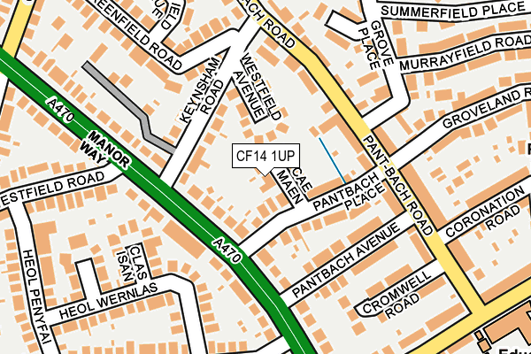 CF14 1UP map - OS OpenMap – Local (Ordnance Survey)