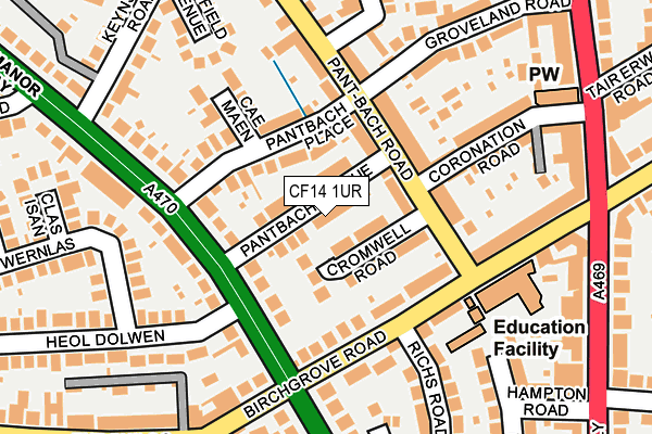 CF14 1UR map - OS OpenMap – Local (Ordnance Survey)