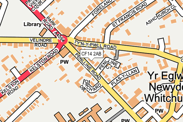 CF14 2AB map - OS OpenMap – Local (Ordnance Survey)