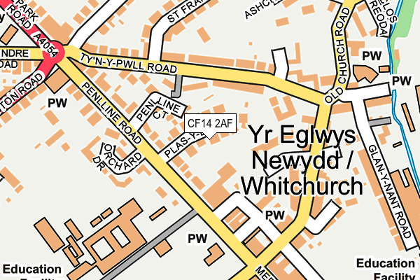 CF14 2AF map - OS OpenMap – Local (Ordnance Survey)