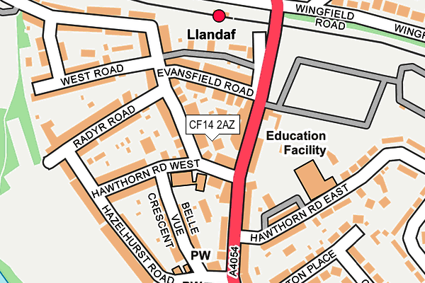 CF14 2AZ map - OS OpenMap – Local (Ordnance Survey)