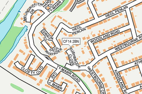 CF14 2BN map - OS OpenMap – Local (Ordnance Survey)